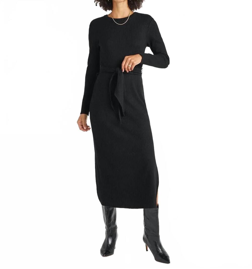 NEW SPLENDID london rib knit sweater dress in black